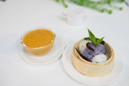 Thai rice noodle with coconut milk. The good meal of Thai people that like  sweetの写真素材