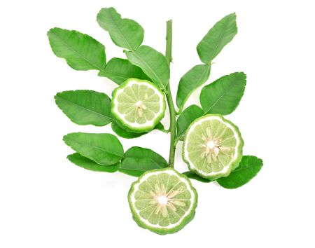 Bergamot fruit on white backgroundの写真素材