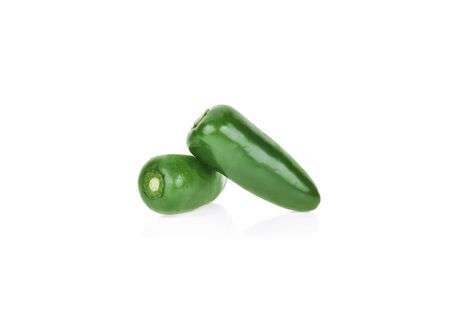 Green pepper on white background .の写真素材