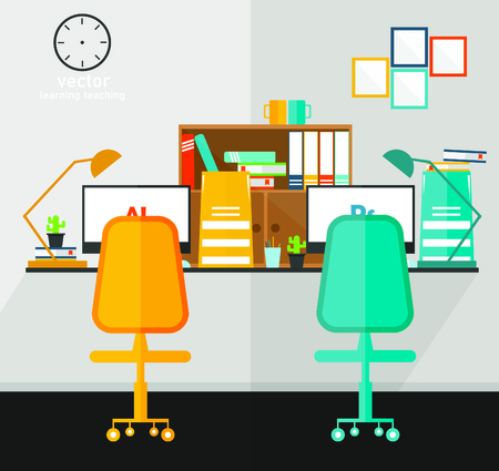 office  learning and teaching To work Using a design program vector illustrationのイラスト素材