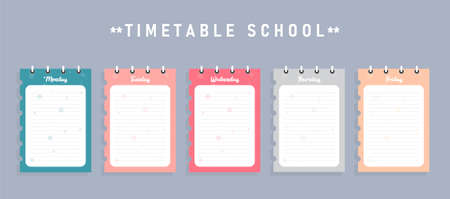 School schedule template for poster, notes, books, memory sheets Used in education along with businessのイラスト素材