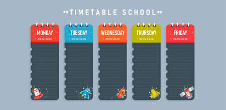 School schedule template for poster, notes, books, memory sheets Used in education along with businessのイラスト素材