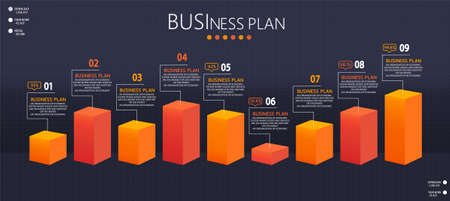 Infographic 3D elements or diagrams of education businesses can be used in teaching and learning 9 step.のイラスト素材