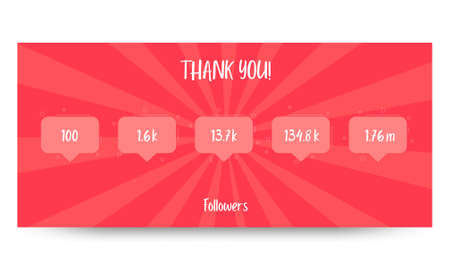 Red social media notification icons for web design, social net tags, buttons for likes, comments, speech boxes, requests, click on links, view scores, suggestions, followersのイラスト素材