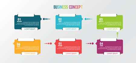 vector illustration Can be used for process, presentations, layout, banner,info graph There are 6 steps or layers.のイラスト素材