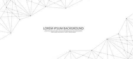 low poly global connection vector banner design with line and dots Abstract geometric digital backgroundのイラスト素材