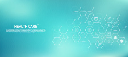 Geometric hexagon background Medical concept with vector iconのイラスト素材