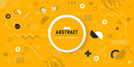 geometric background memphis design Retro Line Art Line Elements For Web Vintage Advertisement Commercial Banner Poster In Concept Artのイラスト素材