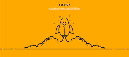 Rocket Design Business Startup Ideas That grows business through ideas and concepts. In orange...