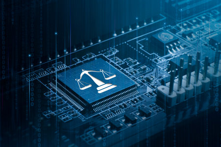 AI Technology Regulation Law. Legal Concepts, Ethics of Artificial Intelligence Development, AI and Online Technology Law, Regulation, Compliance, Standards and Responsibilities to Protect.の写真素材