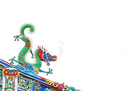 Colorful dragon on the roof of Sang Tham Shrine ( since 1891 A.D. ),Phuket,Thailand.の写真素材