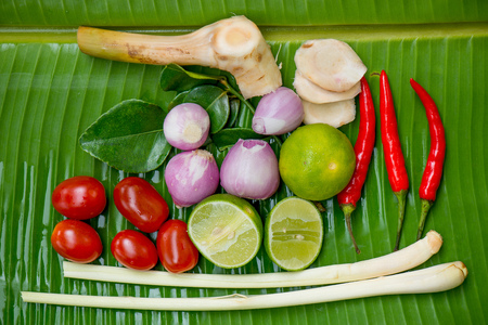 Thai spicy tom yum soup herb .の写真素材