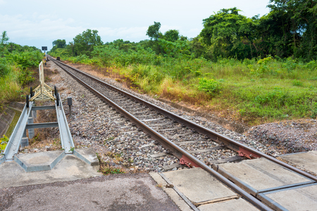 Railway.  
 Crossing point between  railroad and public road in country side of Thailand.の写真素材