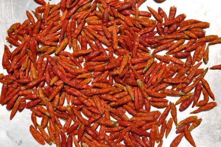 Dried Thai pepper, Bird's Eye Chilli, spiceの写真素材