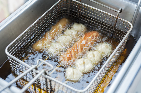 Cooking meat ball in a fryer