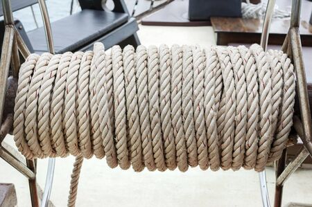 Hemp rope used on shipsの写真素材