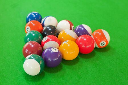 Billiard balls on table