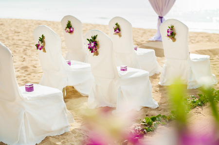 Romantic Wedding setting on the beachの写真素材