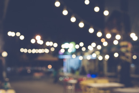 Night restaurant blur background with bokehの写真素材