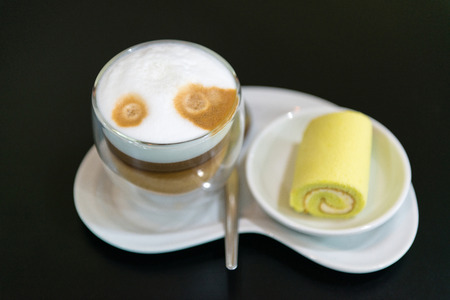 Coffee on the black tableの写真素材