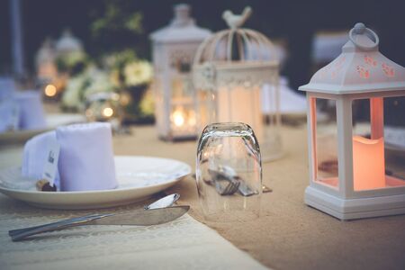 Romantic dinner setting with process vintage styleの写真素材