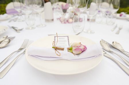 Romantic dinner setting at the beachの写真素材