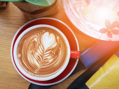 coffee latte with top viewの写真素材