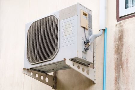 air conditioners installation outside the wallの写真素材