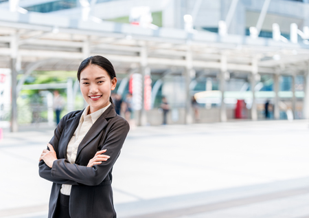 Modern asian business woman smilie with copy spaceの写真素材