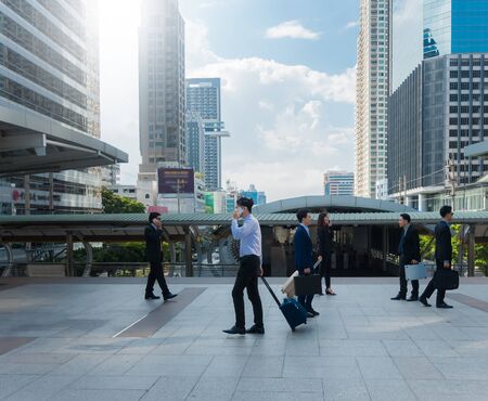 Business People Corporate Walking City Concept in the office center. Urban scene.の写真素材
