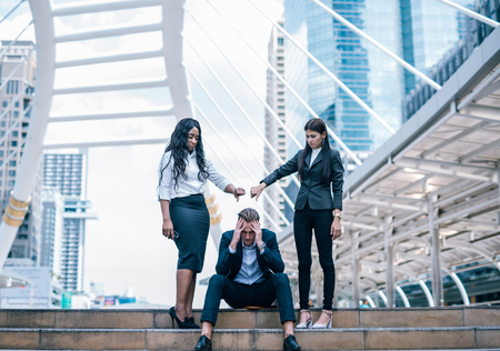 Businessman Showing Thumbs Down Gesture blame business man who made mistake.の写真素材