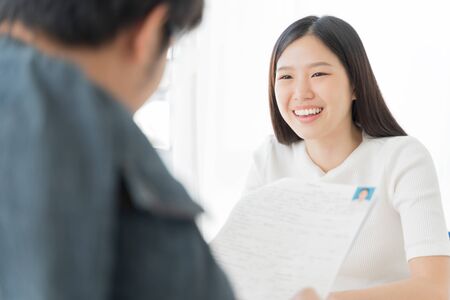 young asian woman interview. Hiring employee concept.の写真素材