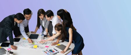 Asian business people team meeting in modern office design planning ideas concept