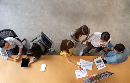 Asian business people team meeting in modern office design planning ideas concept
