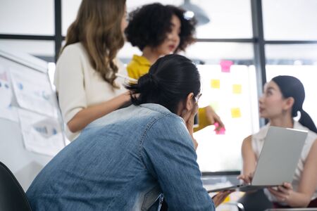 Business people are working meeting at creative office workplace.Happy group of Asian creative team Brainstormingの写真素材