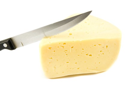 cheese and knife isolated