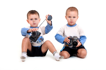 cute little boys isolated on whiteの写真素材