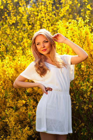 beautuful blond woman on meadow