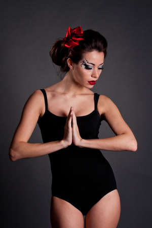 beautiful elegant woman with fashion makeupの写真素材
