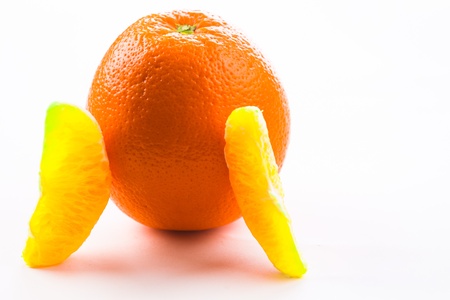Ripe orange isolated on white backgroundの写真素材