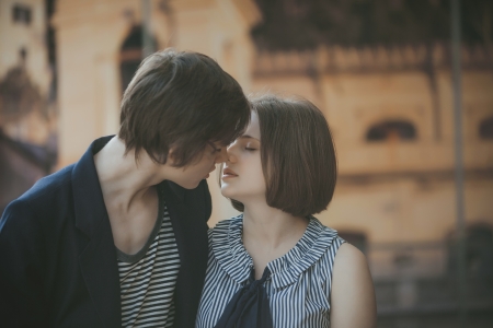 Happy young couple in loveの写真素材