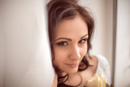 Sensual sexy woman closeup portraitの写真素材