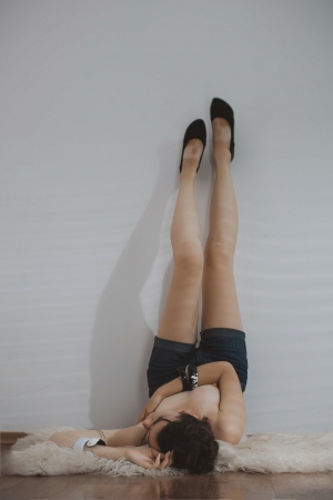 Sensual sexy woman posing toplessの写真素材