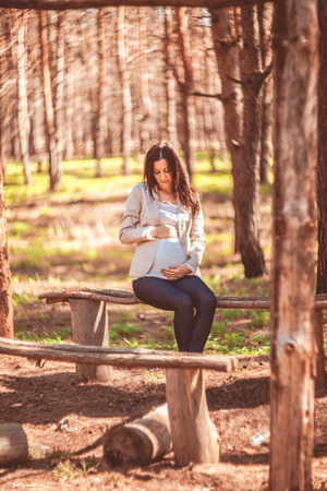 Pregnant woman outdoorの写真素材