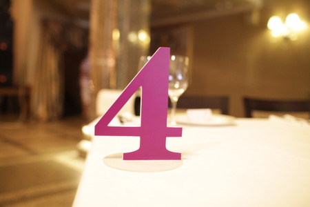 Reception Table Number 4 at the weddingの写真素材