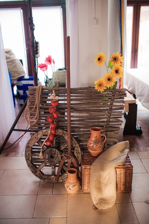 Traditional ukrainian decorations of the interiors indoorの写真素材