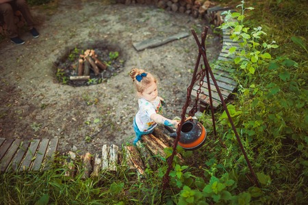 Little beautiful girl in the parkの写真素材