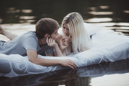 portrait of young couple in love outdoors