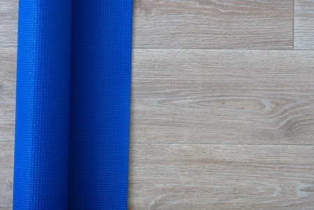 Flat lay shot of Sport equipment. Equipment for jogging, yoga, stretching, pilatesの写真素材