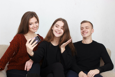 Three young friendsの写真素材